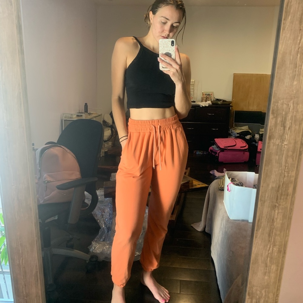 SOLD Orange fleece sweatpants